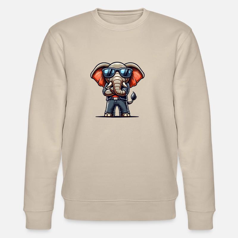 Elephant Comic Sunglasses - Stanley/Stella CHANGER Unisex Organic Sweatshirt - beige