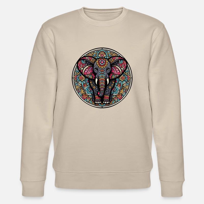 Indischer Mantra-Elefant - Stanley/Stella Unisex Bio-Sweatshirt CHANGER  - Beige