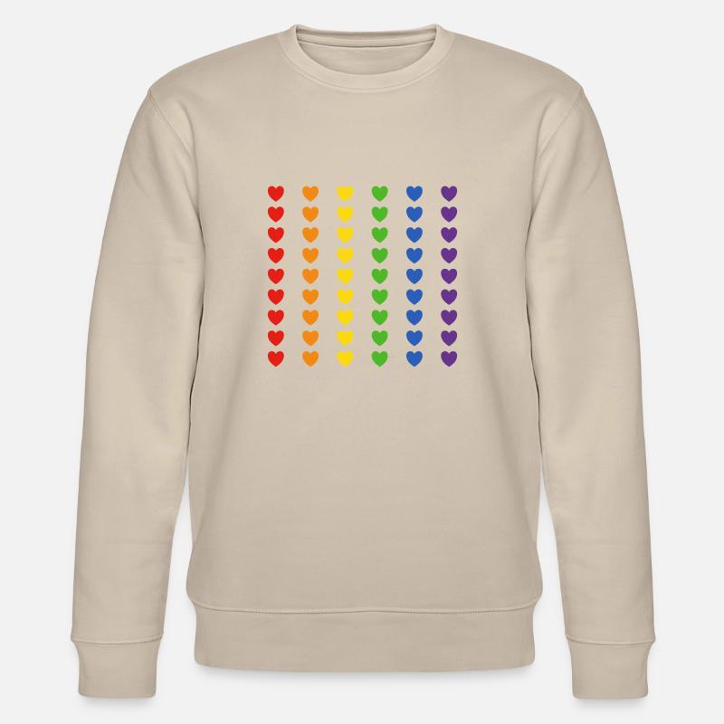 Drapeau arc-en-ciel coeurs - Sweat bio CHANGER Stanley/Stella Unisexe - beige