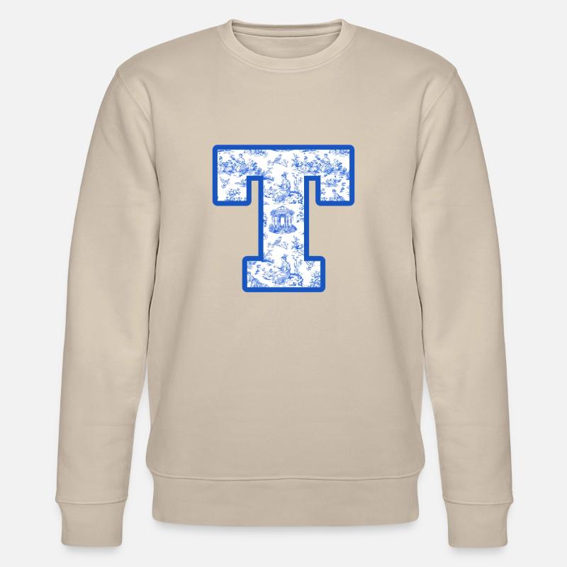 Blauer Chinoiserie-Buchstabe - Stanley/Stella Unisex Bio-Sweatshirt CHANGER  - Beige