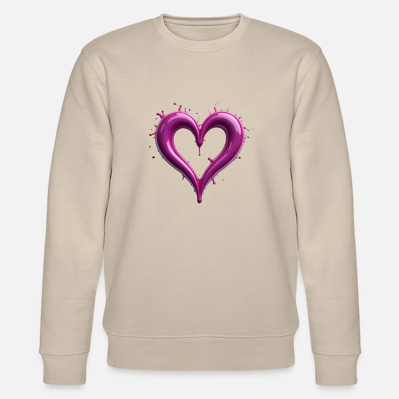 Splatterndes rosa Herz - Stanley/Stella Unisex Bio-Sweatshirt CHANGER  - Beige