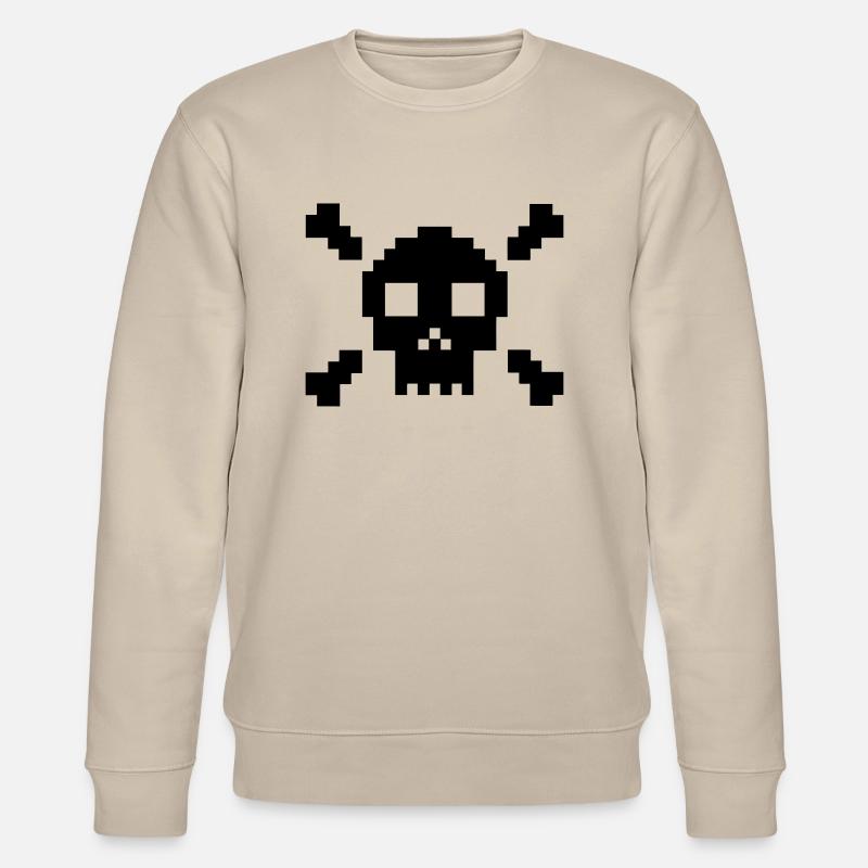 Pixel Skull - Stanley/Stella CHANGER Unisex Organic Sweatshirt - beige