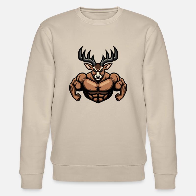 Bande dessinée Muscles de cerf - Sweat bio CHANGER Stanley/Stella Unisexe - beige