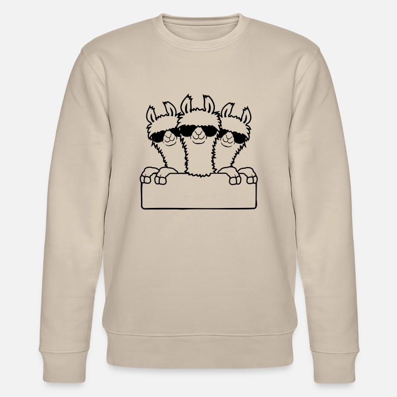 Team Lamas Freunde Schild - Stanley/Stella Unisex Bio-Sweatshirt CHANGER - Beige