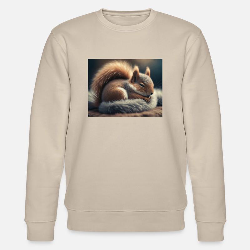 Niedliche Tiere im Winterschlaf – Eichhörnchen - Stanley/Stella Unisex Bio-Sweatshirt CHANGER - Beige