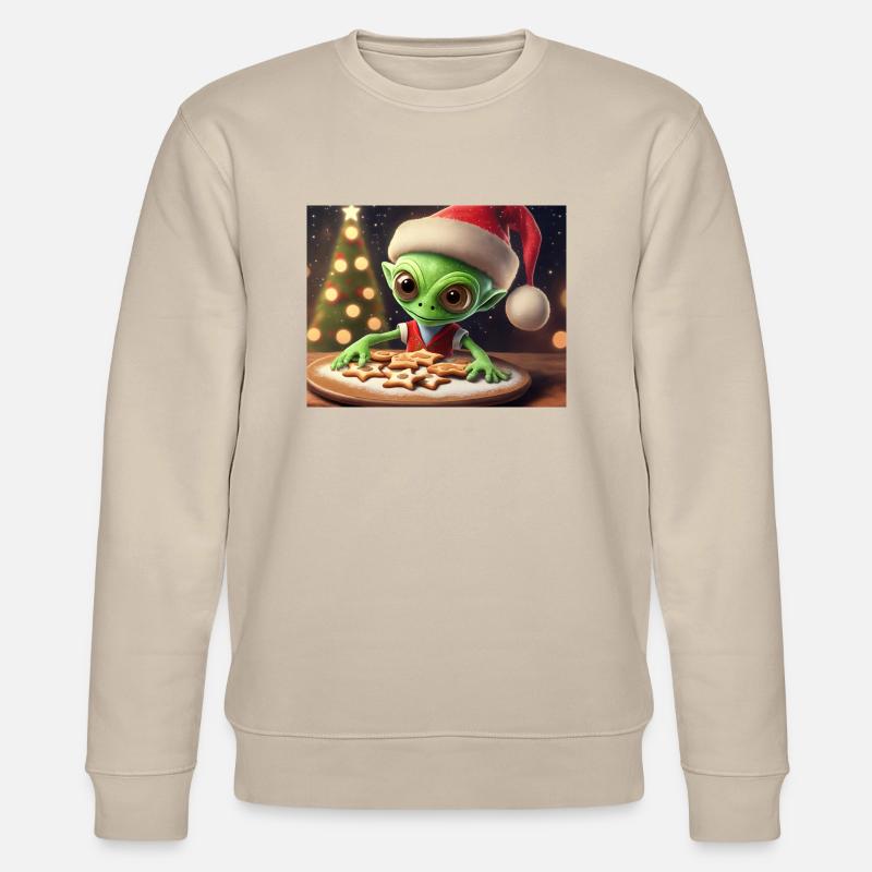 Alien trägt einen hässlichen Weihnachtspullover - Stanley/Stella Unisex Bio-Sweatshirt CHANGER  - Beige