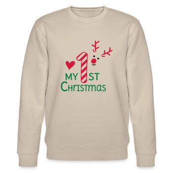 Mein erstes Weihnachten - Stanley/Stella Unisex Bio-Sweatshirt CHANGER  - Beige - Vorne - Nik (191cm) & Marisol (170cm)