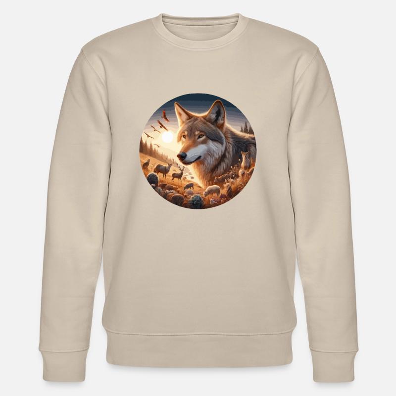 Wolf auf der Heide - Stanley/Stella Unisex Bio-Sweatshirt CHANGER  - Beige