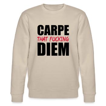 Carpe That Fucking Diem - Sweat bio CHANGER Stanley/Stella Unisexe - beige - Devant - Nik (191cm) & Marisol (170cm)