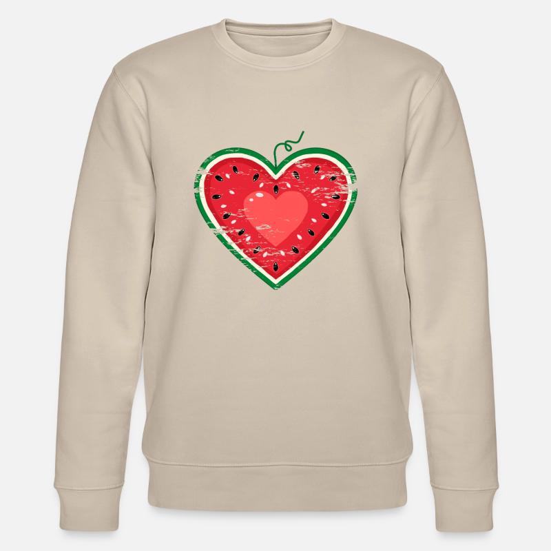 Coeur design pastèque utilisé - Sweat bio CHANGER Stanley/Stella Unisexe - beige