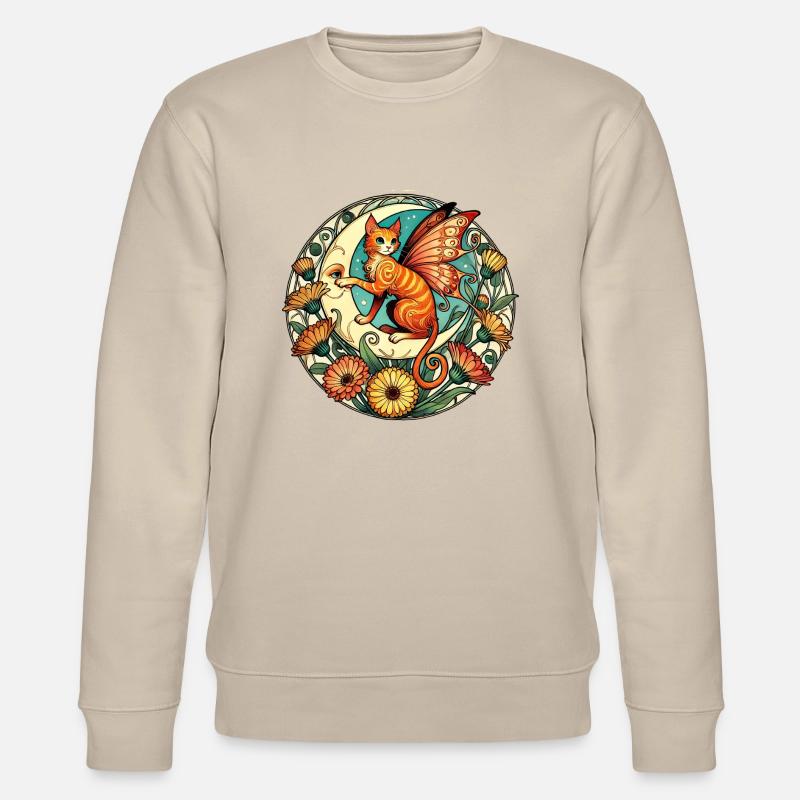 Ingwer Katze Fee Illustration - Stanley/Stella Unisex Bio-Sweatshirt CHANGER  - Beige