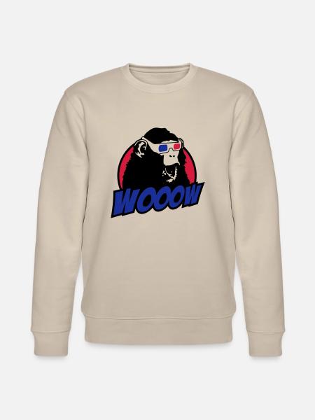 3D Glasses amazed Monkey - Stanley/Stella CHANGER Unisex Organic Sweatshirt - beige