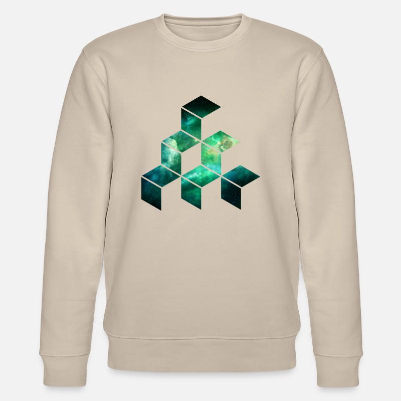Cube universe geometric pattern - Stanley/Stella CHANGER Unisex Organic Sweatshirt - beige