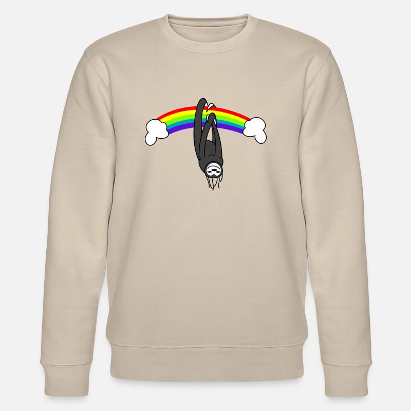 Faultier mit Regenbogen - Stanley/Stella Unisex Bio-Sweatshirt CHANGER  - Beige
