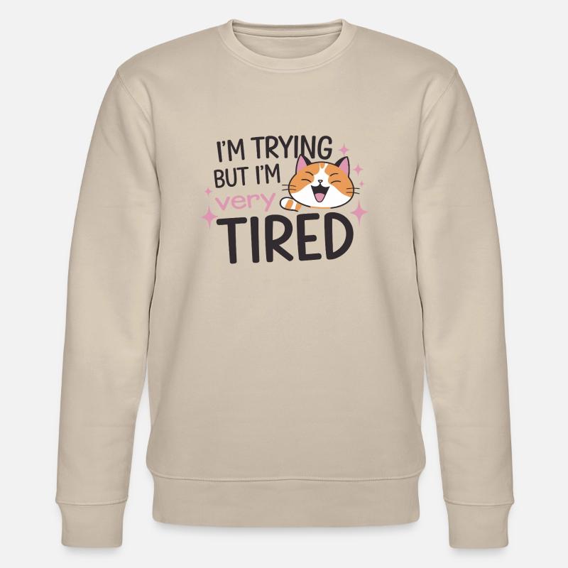 Müde Katze versucht es - Stanley/Stella Unisex Bio-Sweatshirt CHANGER  - Beige