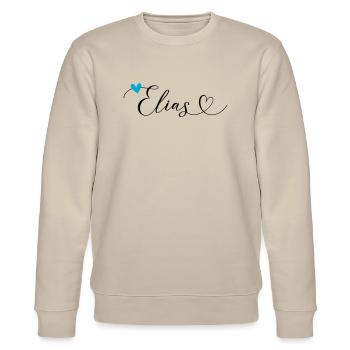 Elias Name Vorname Kalligrafieherz - Stanley/Stella Unisex Bio-Sweatshirt CHANGER  - Beige - Vorne - Nik (191cm) & Marisol (170cm)