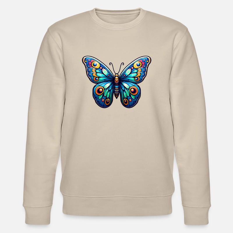 Bunter Schmetterling -Liberty - Stanley/Stella Unisex Bio-Sweatshirt CHANGER  - Beige