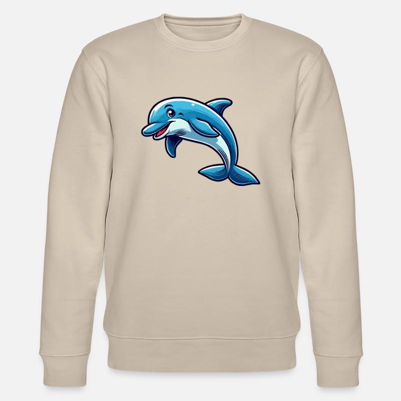 Delfin Delphin Comic - Stanley/Stella Unisex Bio-Sweatshirt CHANGER  - Beige