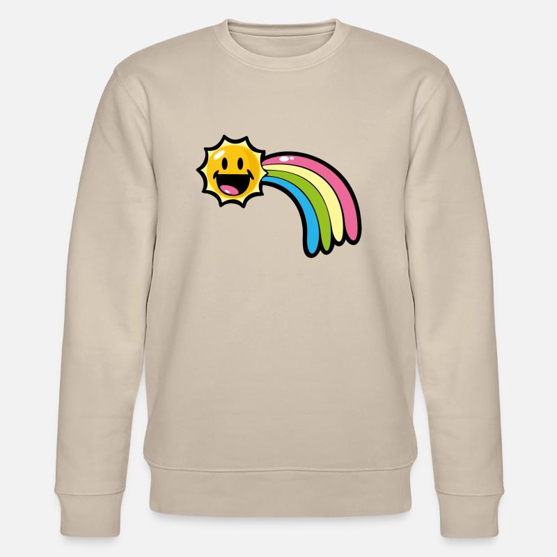 Smiley Kawaii sol og regnbue - Stanley/Stella økologisk unisex-sweatshirt CHANGER  - beige