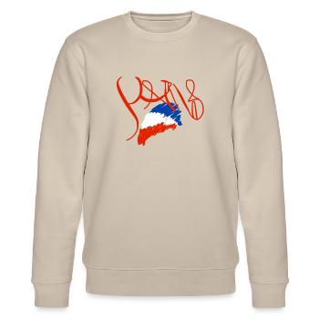 Kreatives Paris Souvenir - Stanley/Stella Unisex Bio-Sweatshirt CHANGER  - Beige - Vorne - Nik (191cm) & Marisol (170cm)
