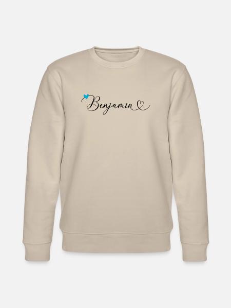 Benjamin Nom Prénom Calligraphie coeur - Sweat bio CHANGER Stanley/Stella Unisexe - beige