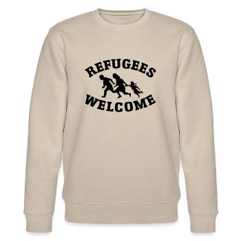 refugees welcome - Stanley/Stella CHANGER Unisex Organic Sweatshirt - beige - Front - Nik (191cm) & Marisol (170cm)