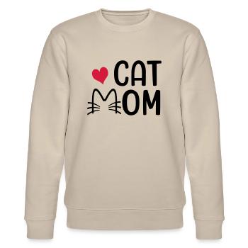 Katzenmama - Stanley/Stella Unisex Bio-Sweatshirt CHANGER  - Beige - Vorne - Nik (191cm) & Marisol (170cm)