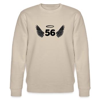 Number 56 Angel - 56th Birthday Wings - Stanley/Stella CHANGER Unisex Organic Sweatshirt - beige - Front - Nik (191cm) & Marisol (170cm)