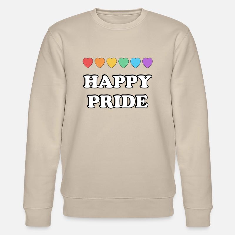 Happy Pride Regenbogenherzen - Stanley/Stella Unisex Bio-Sweatshirt CHANGER  - Beige