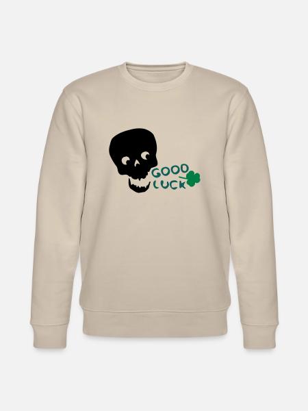 Lycka vitklöver txt & skalle - Ekologisk sweatshirt CHANGER unisex från Stanley/Stella - beige