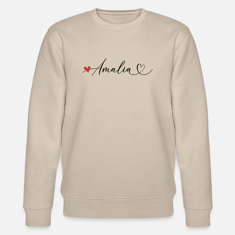 Amalia Nom Prénom Calligraphie coeur - Sweat bio CHANGER Stanley/Stella Unisexe - beige