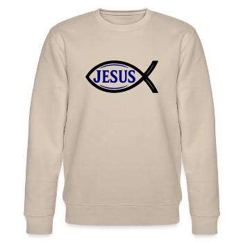 Jesus Fisch - Stanley/Stella Unisex Bio-Sweatshirt CHANGER  - Beige - Vorne - Nik (191cm) & Marisol (170cm)