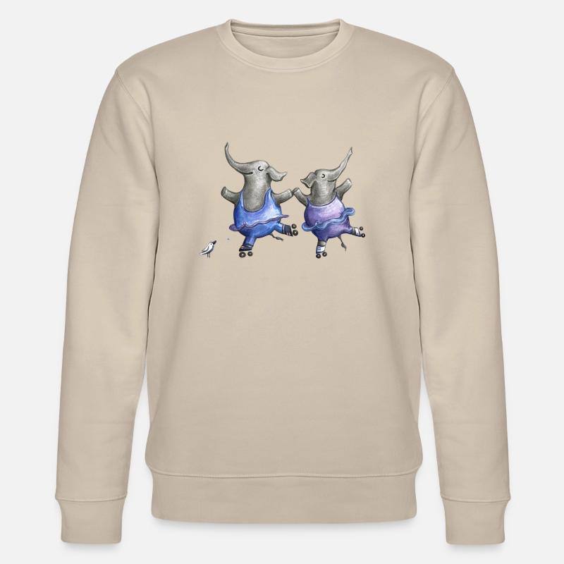 Roller skate elephant dance - Sweat bio CHANGER Stanley/Stella Unisexe - beige