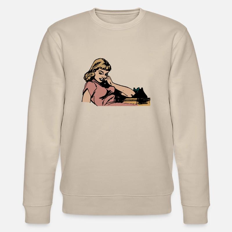 Frau am Telefon - Stanley/Stella Unisex Bio-Sweatshirt CHANGER  - Beige