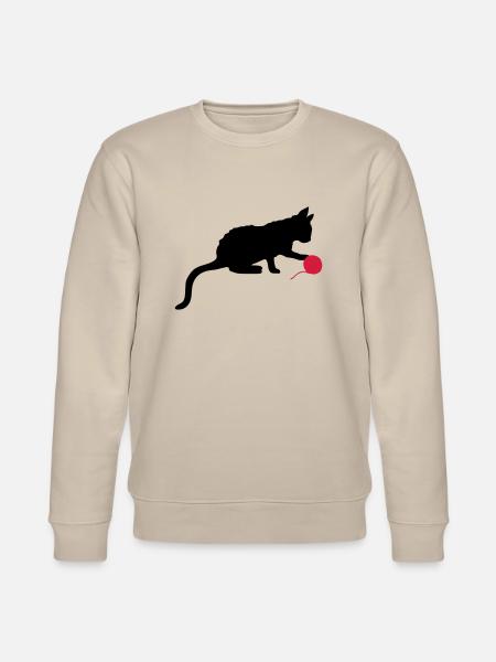 Kitten plays wool ball outline - Stanley/Stella CHANGER Unisex Organic Sweatshirt - beige