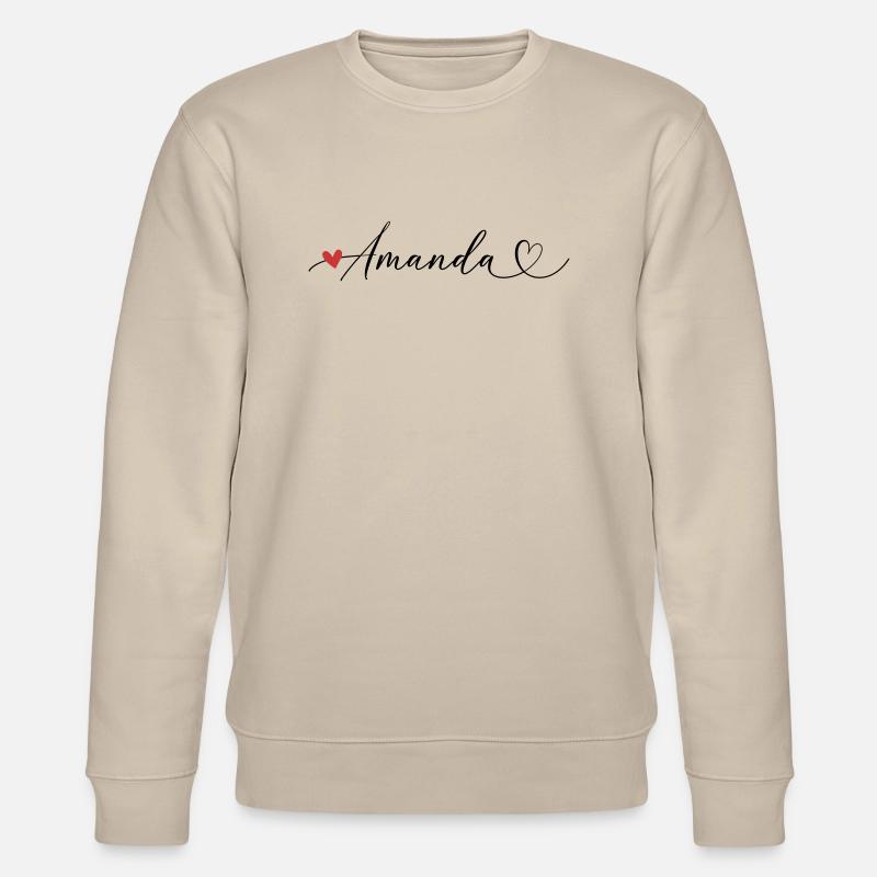 Amanda Nom Prénom Calligraphie coeur - Sweat bio CHANGER Stanley/Stella Unisexe - beige