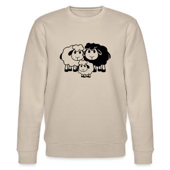 Familie Schaf 3 Papa Mama Eltern Kind Liebe Baby - Stanley/Stella Unisex Bio-Sweatshirt CHANGER  - Beige - Vorne - Nik (191cm) & Marisol (170cm)