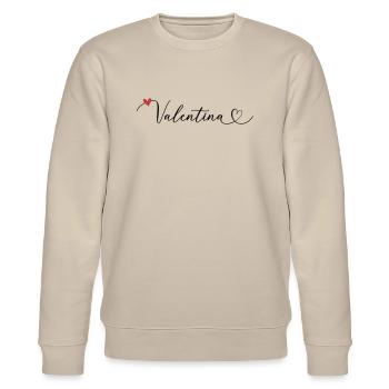 Valentina Name Vorname Kalligrafieherz - Stanley/Stella Unisex Bio-Sweatshirt CHANGER  - Beige - Vorne - Nik (191cm) & Marisol (170cm)