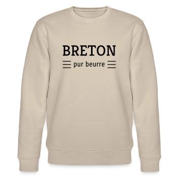 Bretagne / Breton / Bretonne / BZH / Breizh - Stanley/Stella Unisex Bio-Sweatshirt CHANGER  - Beige - Vorne - Nik (191cm) & Marisol (170cm)