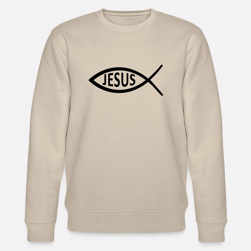 jesus fisch symbol - Stanley/Stella Unisex Bio-Sweatshirt CHANGER  - Beige