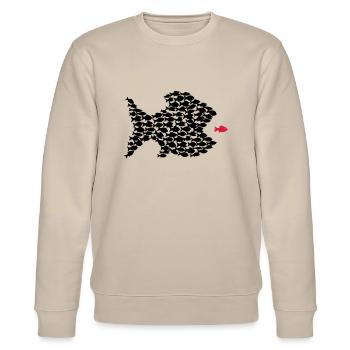 poisson pecheur collectif nuée - Sweat bio CHANGER Stanley/Stella Unisexe - beige - Devant - Nik (191cm) & Marisol (170cm)