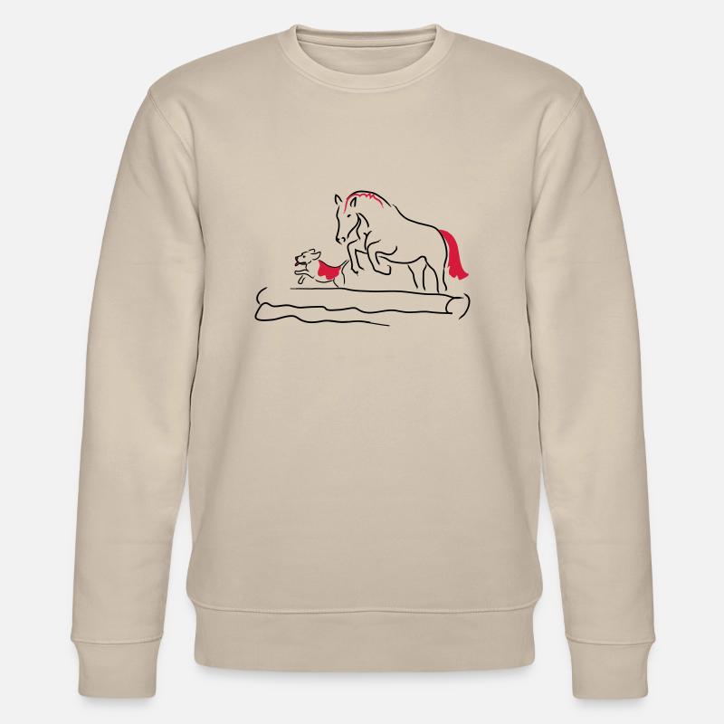 Springpferd mit Hund - Stanley/Stella Unisex Bio-Sweatshirt CHANGER  - Beige