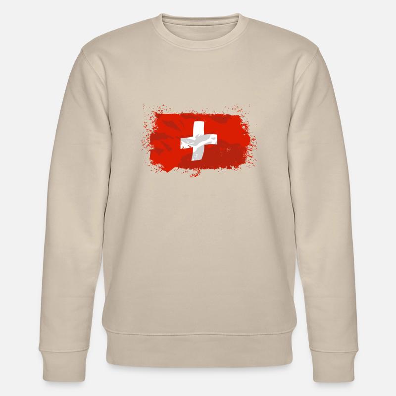 Swiss Flag - Stanley/Stella Unisex Bio-Sweatshirt CHANGER  - Beige