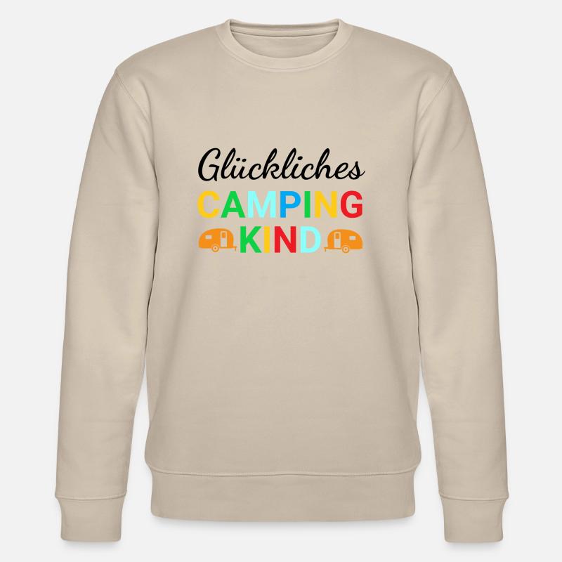 Glückliches Camping Kind - Stanley/Stella Unisex Bio-Sweatshirt CHANGER  - Beige
