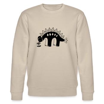Süße kleine Blume riechender Dinosaurier - Stanley/Stella Unisex Bio-Sweatshirt CHANGER  - Beige - Vorne - Nik (191cm) & Marisol (170cm)