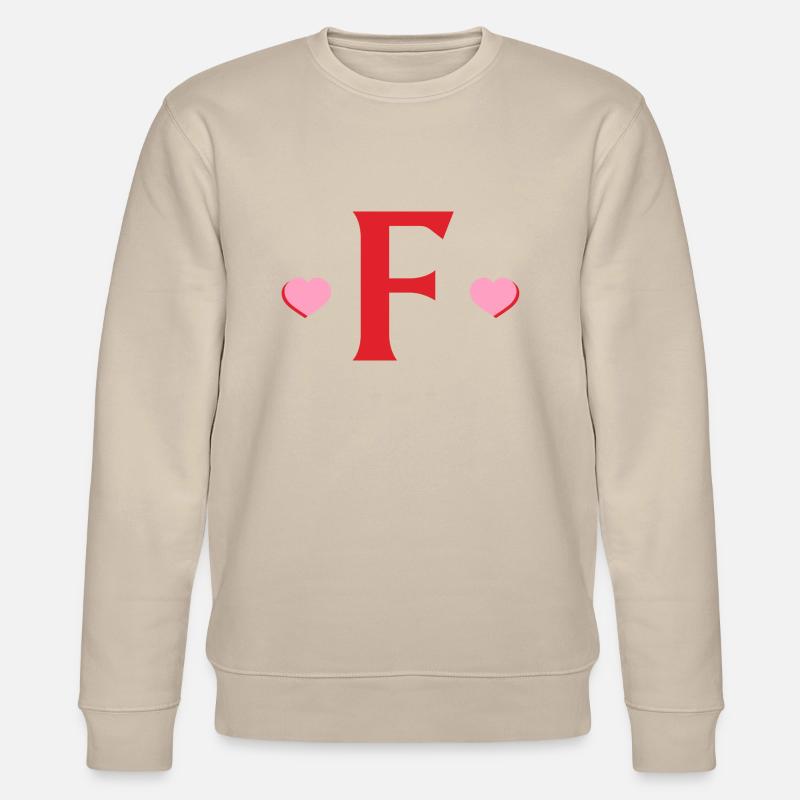 Buchstabe f rote Herzen - Stanley/Stella Unisex Bio-Sweatshirt CHANGER  - Beige