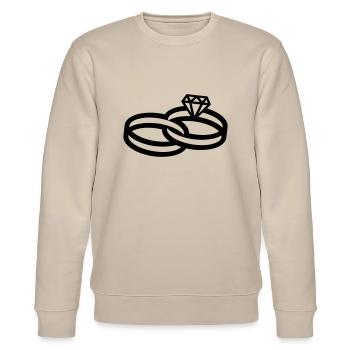 Hochzeitsringe - Wedding Rings - Stanley/Stella Unisex Bio-Sweatshirt CHANGER  - Beige - Vorne - Nik (191cm) & Marisol (170cm)