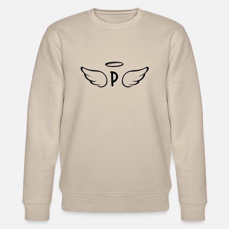 Buchstabe p Engelsflügel - Stanley/Stella Unisex Bio-Sweatshirt CHANGER  - Beige