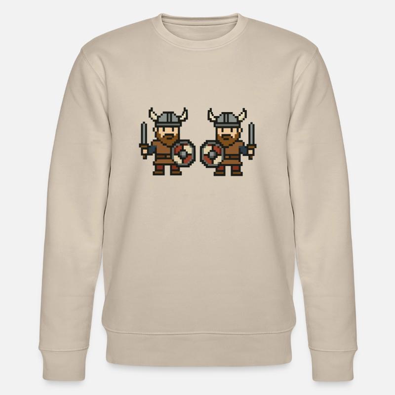 Viking Comic Pixel 2 - Stanley/Stella CHANGER Unisex Organic Sweatshirt - beige