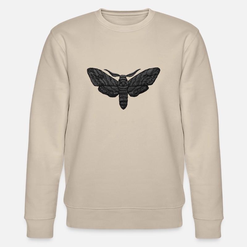 Black Moth – Mystical Embroidered Pattern - Stanley/Stella CHANGER Unisex Organic Sweatshirt - beige